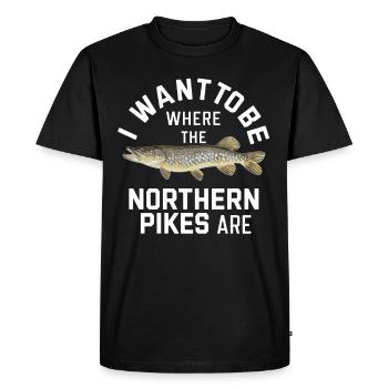 Northern Pike Fisherman Pike Fishing Rod Pike Fish - Men's Premium Organic T-Shirt - black - Front - Nico (187cm)