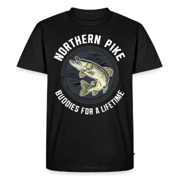 Northern Pike Fisherman Pike canne à pêche Pike Fish - T-shirt Premium bio Homme - noir - Devant - Nico (187cm)