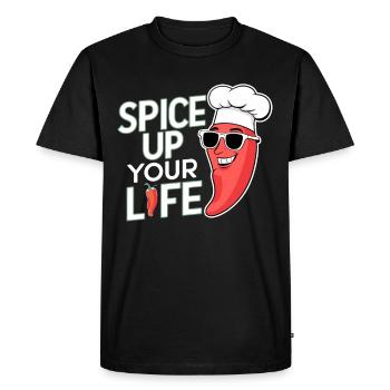 Amateurs de cuisine épicée, Chili Peppers Chef - T-shirt Premium bio Homme - noir - Devant - Nico (187cm)