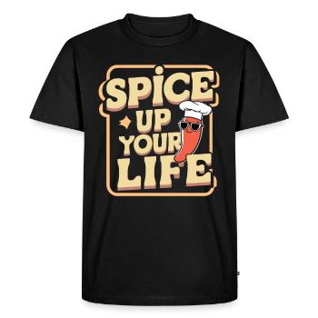 Amateurs de cuisine épicée, Chili Peppers Chef - T-shirt Premium bio Homme - noir - Devant - Nico (187cm)