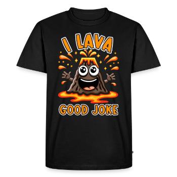 Drôle de volcan lave géologie roche chasse géologue - T-shirt Premium bio Homme - noir - Devant - Nico (187cm)