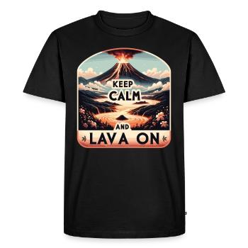 Drôle de volcan lave géologie roche chasse géologue - T-shirt Premium bio Homme - noir - Devant - Nico (187cm)