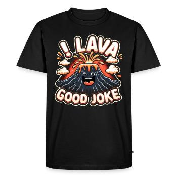 Drôle de volcan lave géologie roche chasse géologue - T-shirt Premium bio Homme - noir - Devant - Nico (187cm)