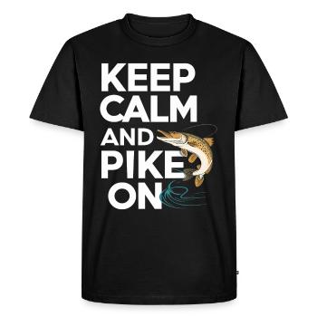 Northern Pike Fisherman Pike canne à pêche Pike Fish - T-shirt Premium bio Homme - noir - Devant - Nico (187cm)