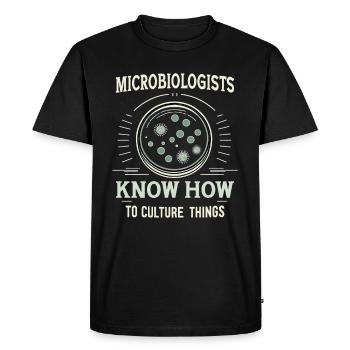 Microbiologiste Microbiologie Laboratoire Biologie des staphylocoques - T-shirt Premium bio Homme - noir - Devant - Nico (187cm)