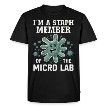 Microbiologiste Microbiologie Laboratoire Biologie des staphylocoques - T-shirt Premium bio Homme - noir - Devant - Nico (187cm)