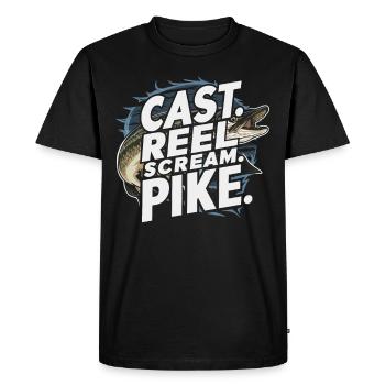 Northern Pike Fisherman Pike canne à pêche Pike Fish - T-shirt Premium bio Homme - noir - Devant - Nico (187cm)