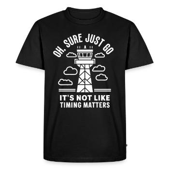 Contrôleur de la circulation aérienne Aircraft Flight Service - T-shirt Premium bio Homme - noir - Devant - Nico (187cm)