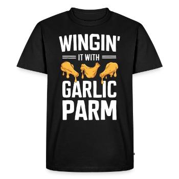 Ailes de poulet Aile de poulet cuit chaud Restauration rapide - T-shirt Premium bio Homme - noir - Devant - Nico (187cm)
