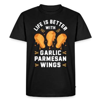 Ailes de poulet Aile de poulet cuit chaud Restauration rapide - T-shirt Premium bio Homme - noir - Devant - Nico (187cm)