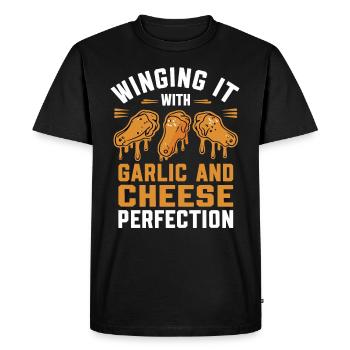 Ailes de poulet Aile de poulet cuit chaud Restauration rapide - T-shirt Premium bio Homme - noir - Devant - Nico (187cm)