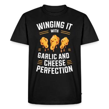 Ailes de poulet Aile de poulet cuit chaud Restauration rapide - T-shirt Premium bio Homme - noir - Devant - Nico (187cm)