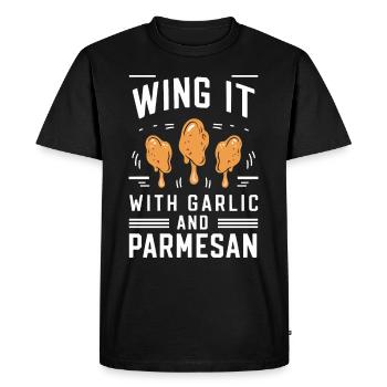 Ailes de poulet Aile de poulet cuit chaud Restauration rapide - T-shirt Premium bio Homme - noir - Devant - Nico (187cm)