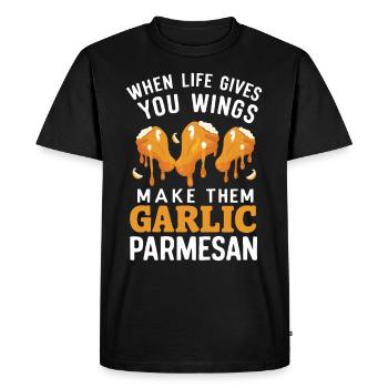 Ailes de poulet Aile de poulet cuit chaud Restauration rapide - T-shirt Premium bio Homme - noir - Devant - Nico (187cm)