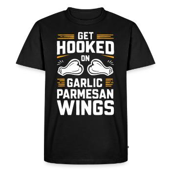 Ailes de poulet Aile de poulet cuit chaud Restauration rapide - T-shirt Premium bio Homme - noir - Devant - Nico (187cm)