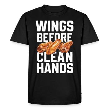 Ailes de poulet chaudes Ailes de poulet épicées Ailes de buffle - T-shirt Premium bio Homme - noir - Devant - Nico (187cm)