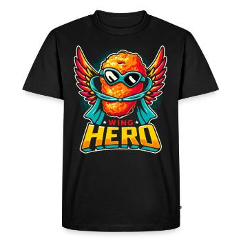 Ailes de poulet chaudes Ailes de poulet épicées Ailes de buffle - T-shirt Premium bio Homme - noir - Devant - Nico (187cm)