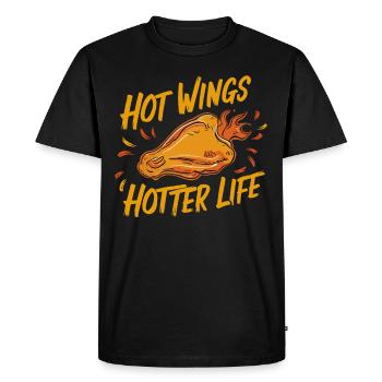 Ailes de poulet chaudes Ailes de poulet épicées Ailes de buffle - T-shirt Premium bio Homme - noir - Devant - Nico (187cm)