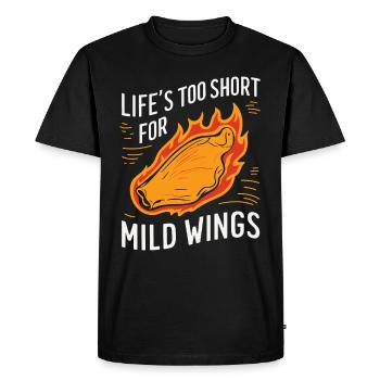 Ailes de poulet chaudes Ailes de poulet épicées Ailes de buffle - T-shirt Premium bio Homme - noir - Devant - Nico (187cm)