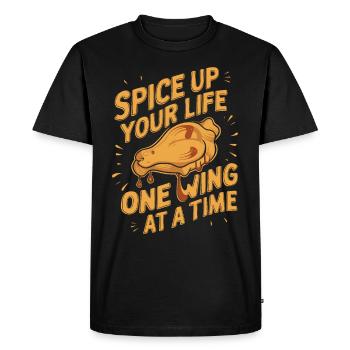 Ailes de poulet chaudes Ailes de poulet épicées Ailes de buffle - T-shirt Premium bio Homme - noir - Devant - Nico (187cm)