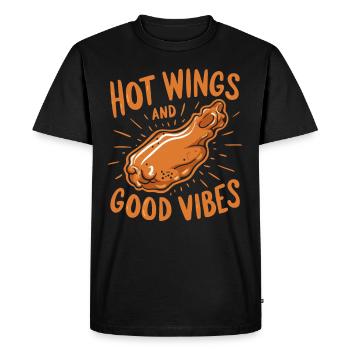 Ailes de poulet chaudes Ailes de poulet épicées Ailes de buffle - T-shirt Premium bio Homme - noir - Devant - Nico (187cm)