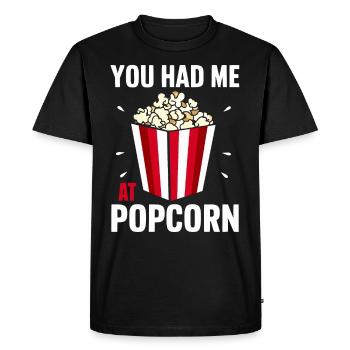 Dicton de pop-corn amusant, pop-corn en rafale - T-shirt Premium bio Homme - noir - Devant - Nico (187cm)
