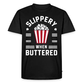 Funny popcorn saying, binge-watching popcorn - Men's Premium Organic T-Shirt - black - Front - Nico (187cm)