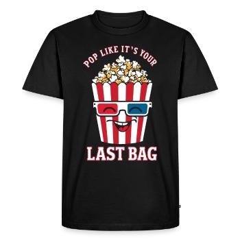 Dicton de pop-corn amusant, pop-corn en rafale - T-shirt Premium bio Homme - noir - Devant - Nico (187cm)