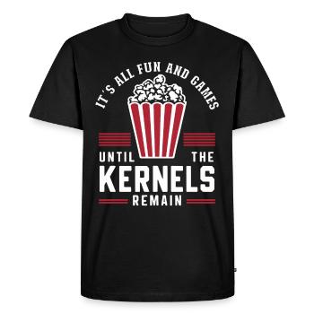 Dicton de pop-corn amusant, pop-corn en rafale - T-shirt Premium bio Homme - noir - Devant - Nico (187cm)