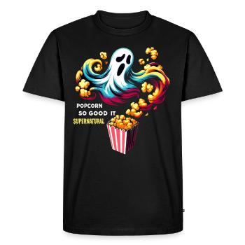 Dicton de pop-corn amusant, pop-corn en rafale - T-shirt Premium bio Homme - noir - Devant - Nico (187cm)