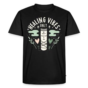 Smudge Sage Plume Sorcellerie spirituelle Méditer - T-shirt Premium bio Homme - noir - Devant - Nico (187cm)