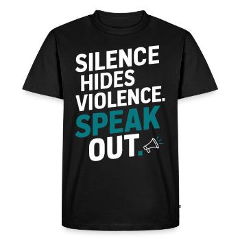 Raising awareness of domestic violence - Men's Premium Organic T-Shirt - black - Front - Nico (187cm)