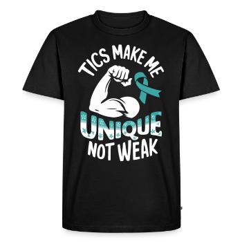 Sensibilisation au syndrome de Gilles de la Tourette Neurodiverse - T-shirt Premium bio Homme - noir - Devant - Nico (187cm)