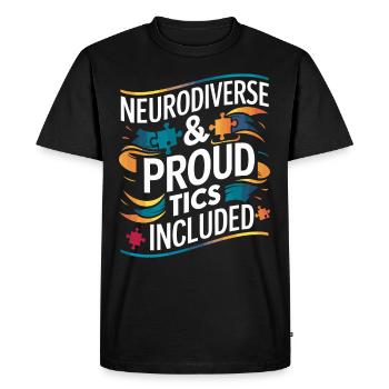 Sensibilisation au syndrome de Gilles de la Tourette Neurodiverse - T-shirt Premium bio Homme - noir - Devant - Nico (187cm)