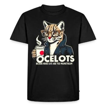 Ocelot Wild Cat Exotic Pets Jungle Big Cat - Men's Premium Organic T-Shirt - black - Front - Nico (187cm)