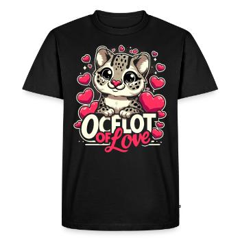 Ocelot Wild Cat Exotic Pets Jungle Big Cat - Men's Premium Organic T-Shirt - black - Front - Nico (187cm)