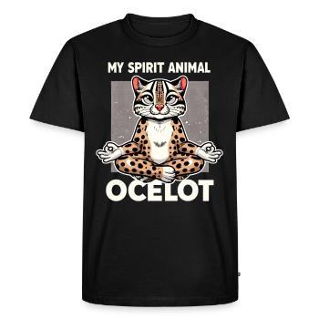 Ocelot Wild Cat Exotic Pets Jungle Big Cat - Men's Premium Organic T-Shirt - black - Front - Nico (187cm)