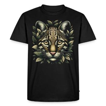 Ocelot Wild Cat Exotic Pets Jungle Big Cat - Men's Premium Organic T-Shirt - black - Front - Nico (187cm)