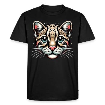 Ocelot Wild Cat Exotic Pets Jungle Big Cat - Men's Premium Organic T-Shirt - black - Front - Nico (187cm)