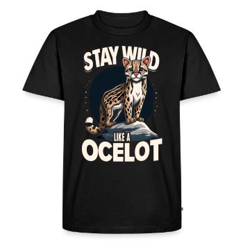 Ocelot Wild Cat Exotic Pets Jungle Big Cat - Men's Premium Organic T-Shirt - black - Front - Nico (187cm)