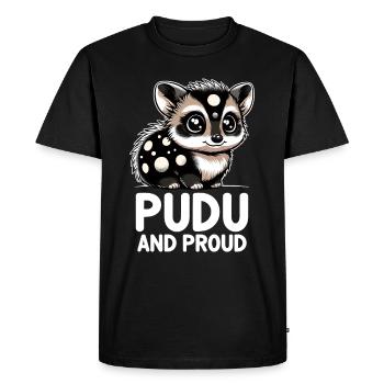 Mignon Pudu Cerf Dessin animé Amérique du Sud Cerf - T-shirt Premium bio Homme - noir - Devant - Nico (187cm)
