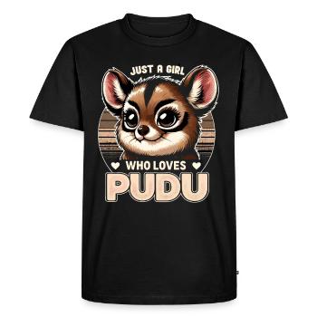 Mignon Pudu Cerf Dessin animé Amérique du Sud Cerf - T-shirt Premium bio Homme - noir - Devant - Nico (187cm)