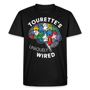Sensibilisation au syndrome de Gilles de la Tourette Neurodiverse - T-shirt Premium bio Homme - noir - Devant - Nico (187cm)