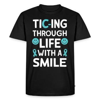 Sensibilisation au syndrome de Gilles de la Tourette Neurodiverse - T-shirt Premium bio Homme - noir - Devant - Nico (187cm)