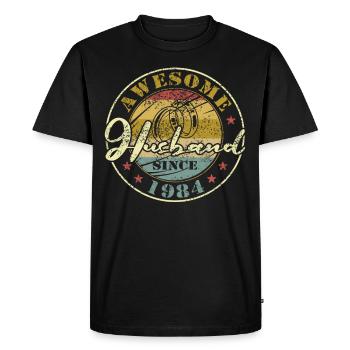 40th Wedding Anniversary Great Husband Since 1984 Retro - Men's Premium Organic T-Shirt - black - Front - Nico (187cm)