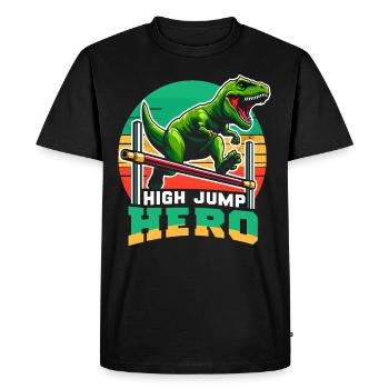 Espace des dinosaures astronautes de Rex aux yeux d’escalier - T-shirt Premium bio Homme - noir - Devant - Nico (187cm)