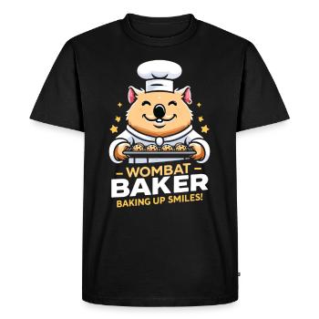Wombat Baker - Cuire le sourire ! - T-shirt Premium bio Homme - noir - Devant - Nico (187cm)