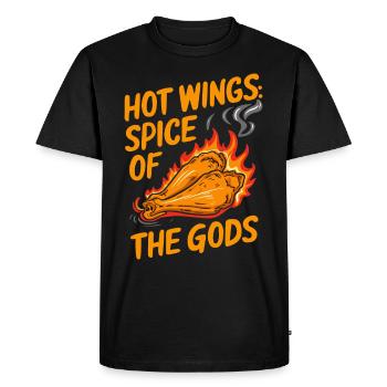 Ailes de poulet chaudes Ailes de poulet épicées Ailes de buffle - T-shirt Premium bio Homme - noir - Devant - Nico (187cm)