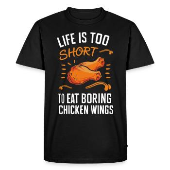 Ailes de poulet chaudes Ailes de poulet épicées Ailes de buffle - T-shirt Premium bio Homme - noir - Devant - Nico (187cm)
