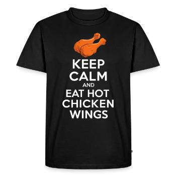 Ailes de poulet chaudes Ailes de poulet épicées Ailes de buffle - T-shirt Premium bio Homme - noir - Devant - Nico (187cm)